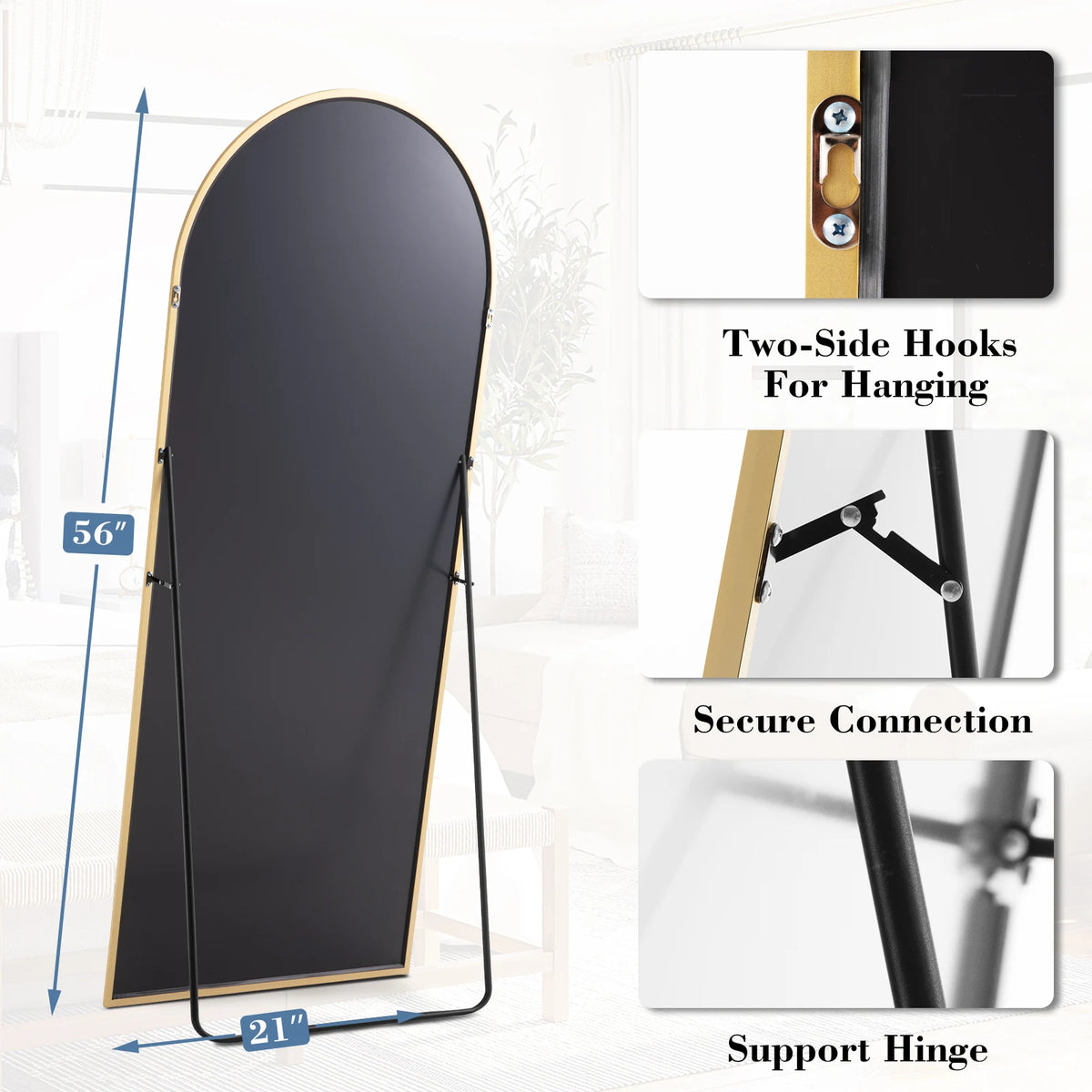 56"x21" Full Length Mirror with Aluminum Alloy Frame