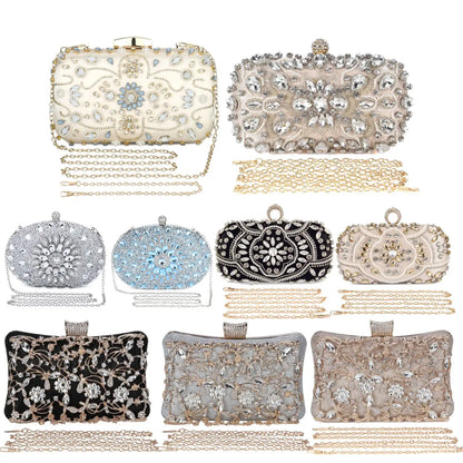 Evening Clutch Bags Fashion Women Elegant Silver Gold Shiny Handbag Wedding Party Long Purses Banquet Clutch Purses Shoulder Bag