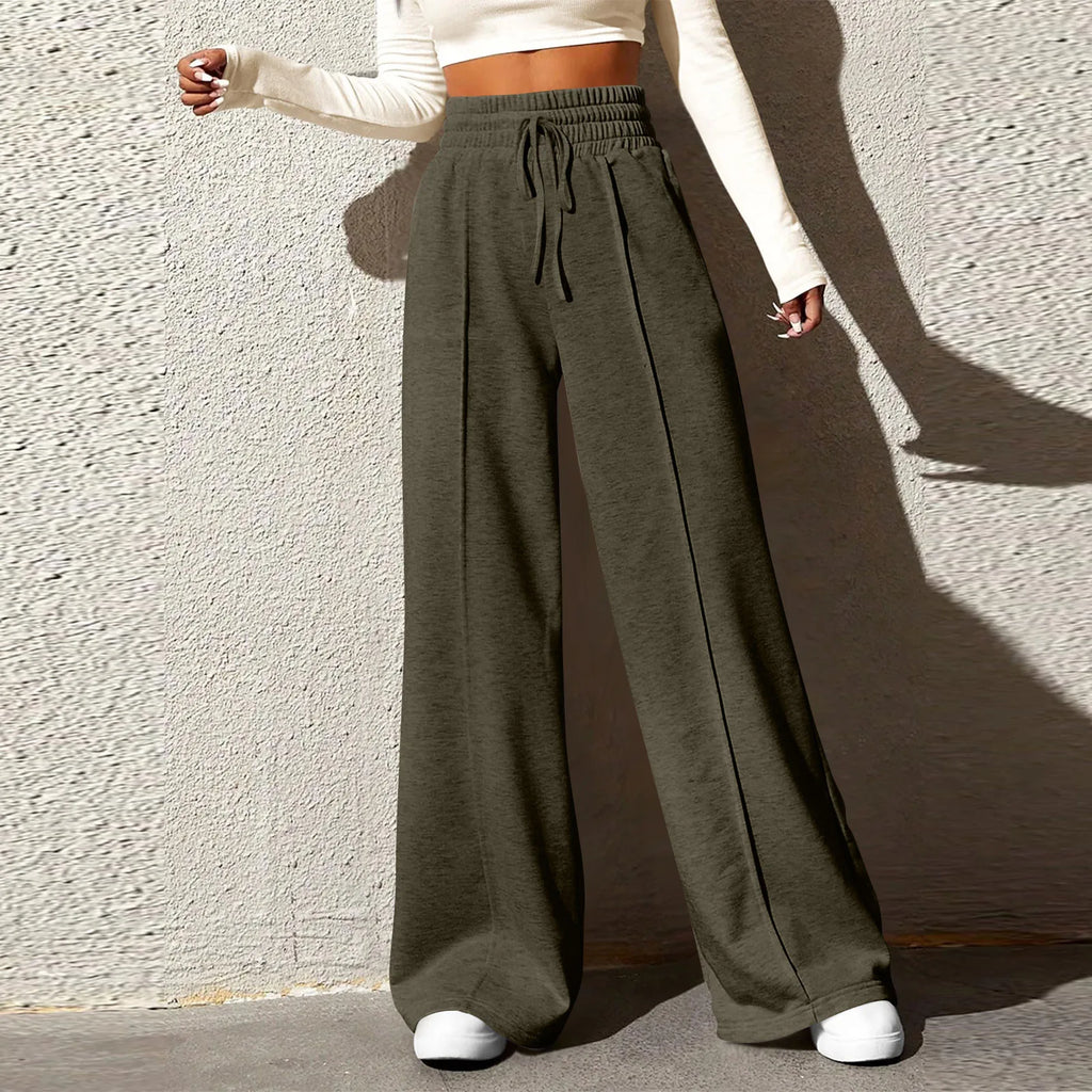 Wide Leg Pants For Women’S Fleece Lined Sweatpants Straight Pants Bottom All-Math Plain Fitness Joggers Pants Travel Basic