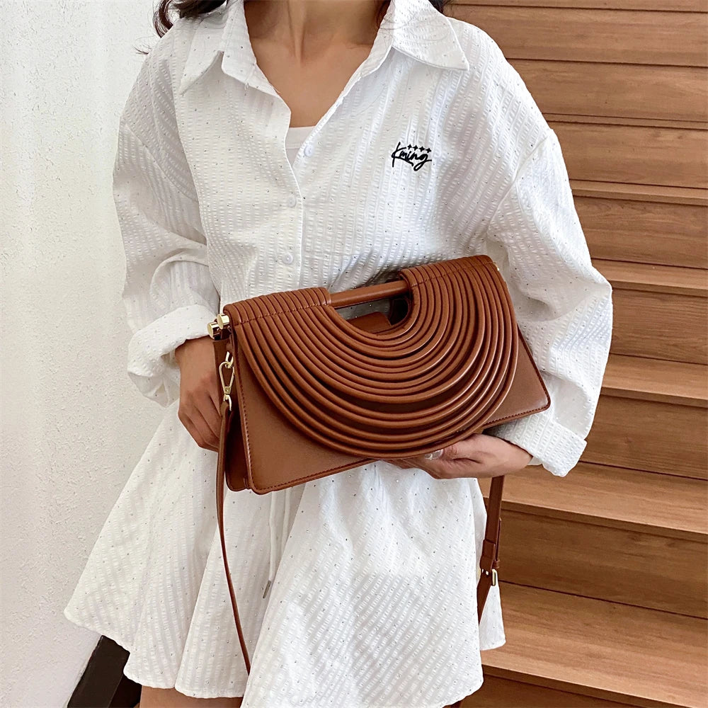 Branded Luxury Evening Clutch Purse For Women Noodles Design Golden Crossbody Bag For Wedding Dinner Party Designer Handbag 2025