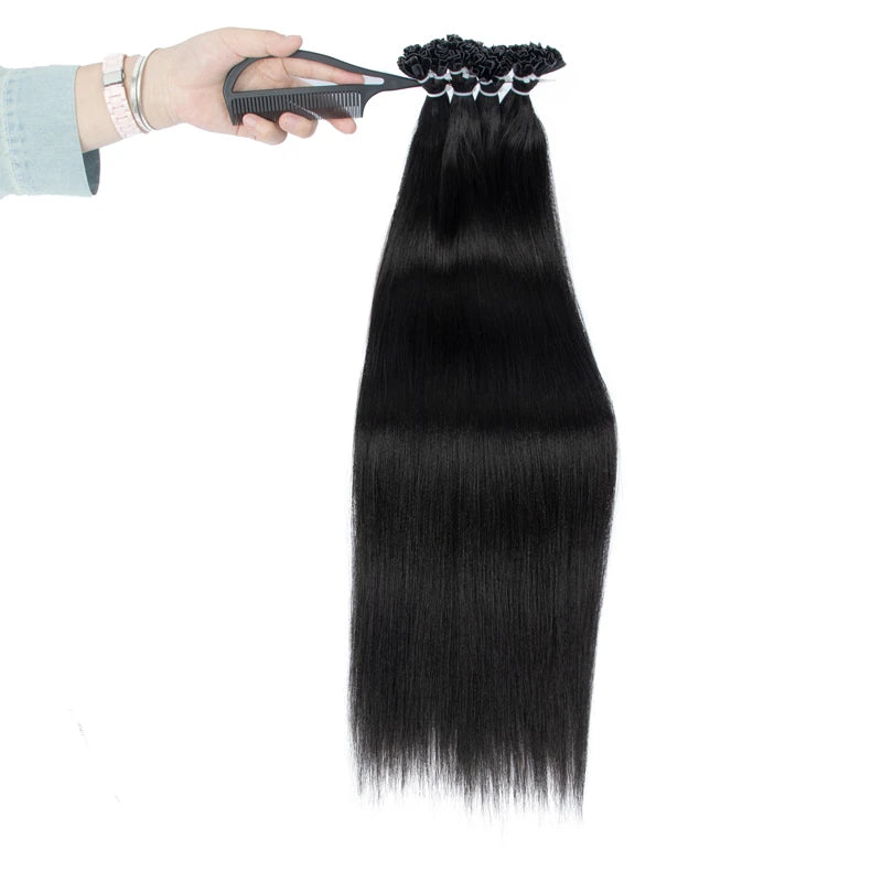 Light Yaki K Tip Hair Extensions Cuticles Remy Human Hair Pre Bonded Keratin Hot Fusion Hair Extensions 14-26 inch 1B Tip Hair
