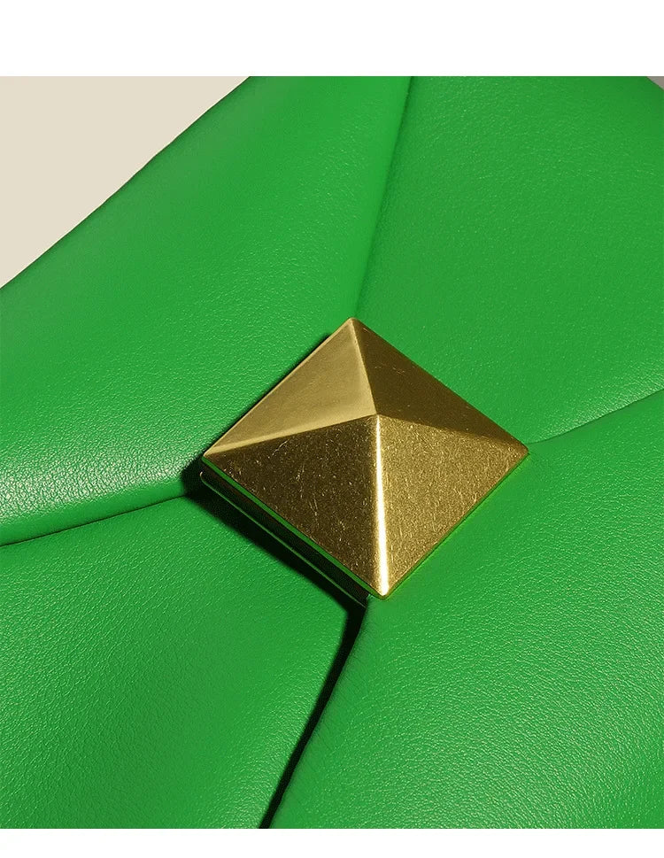 Early Spring Korean Style Cropped Studded Niche Chain Bag 2024 New Trendy Versatile Handbag Genuine Leather Small Square Bag