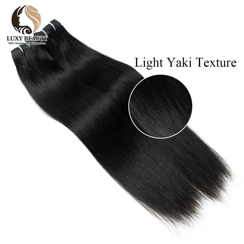 Light Yaki Straight Bundles Human Hair Weaving Natural Black Yaki Straight Human Hair Weft Double Weft Brazilian Remy Hair 100g