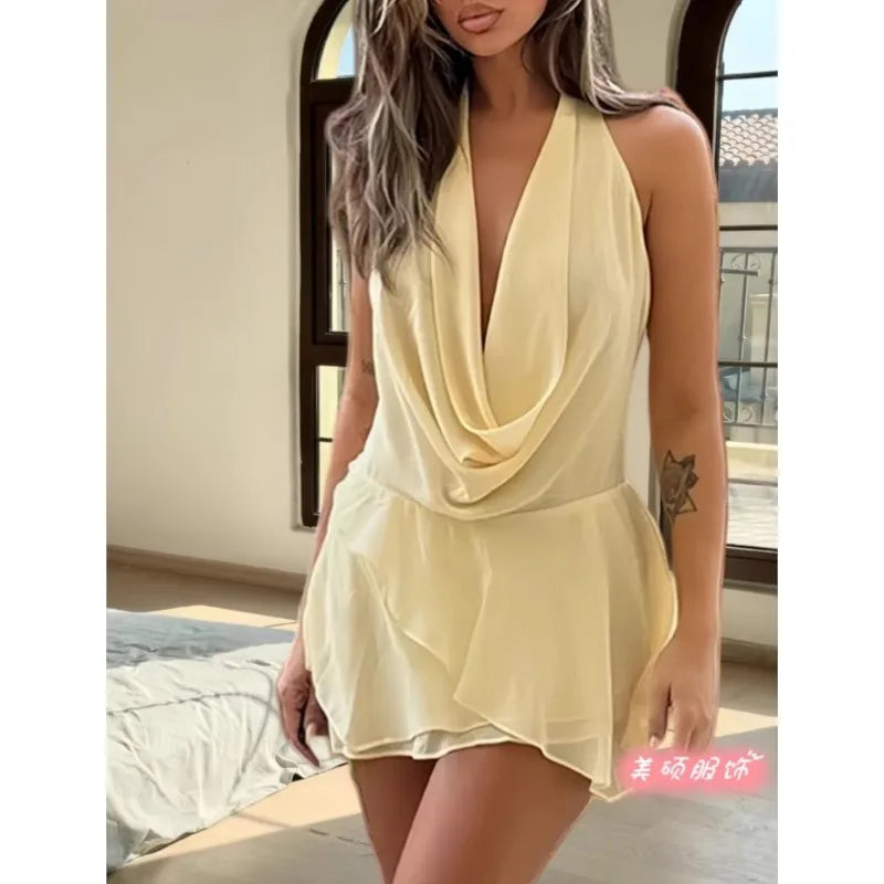 The Sleeveless  V-Neck Halter Dress