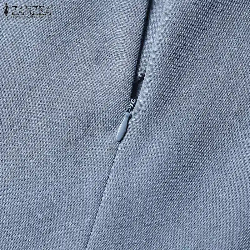 ZANZEA Summer Fashion Womens Dress Sexy Solid Color Knee Length Bodycon Sundress Elegant 3/4 Sleeve V-Neck Work OL Vestidos 2025