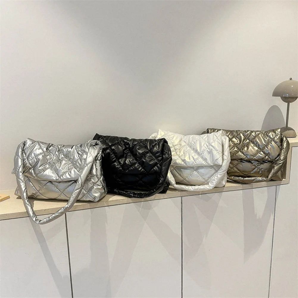 Puffer Tote Bag for Women Shoulder with Adjustable Strap Handbag Underarm Bag Purse Quilted Big Puffy Large Capacity Tote Bag