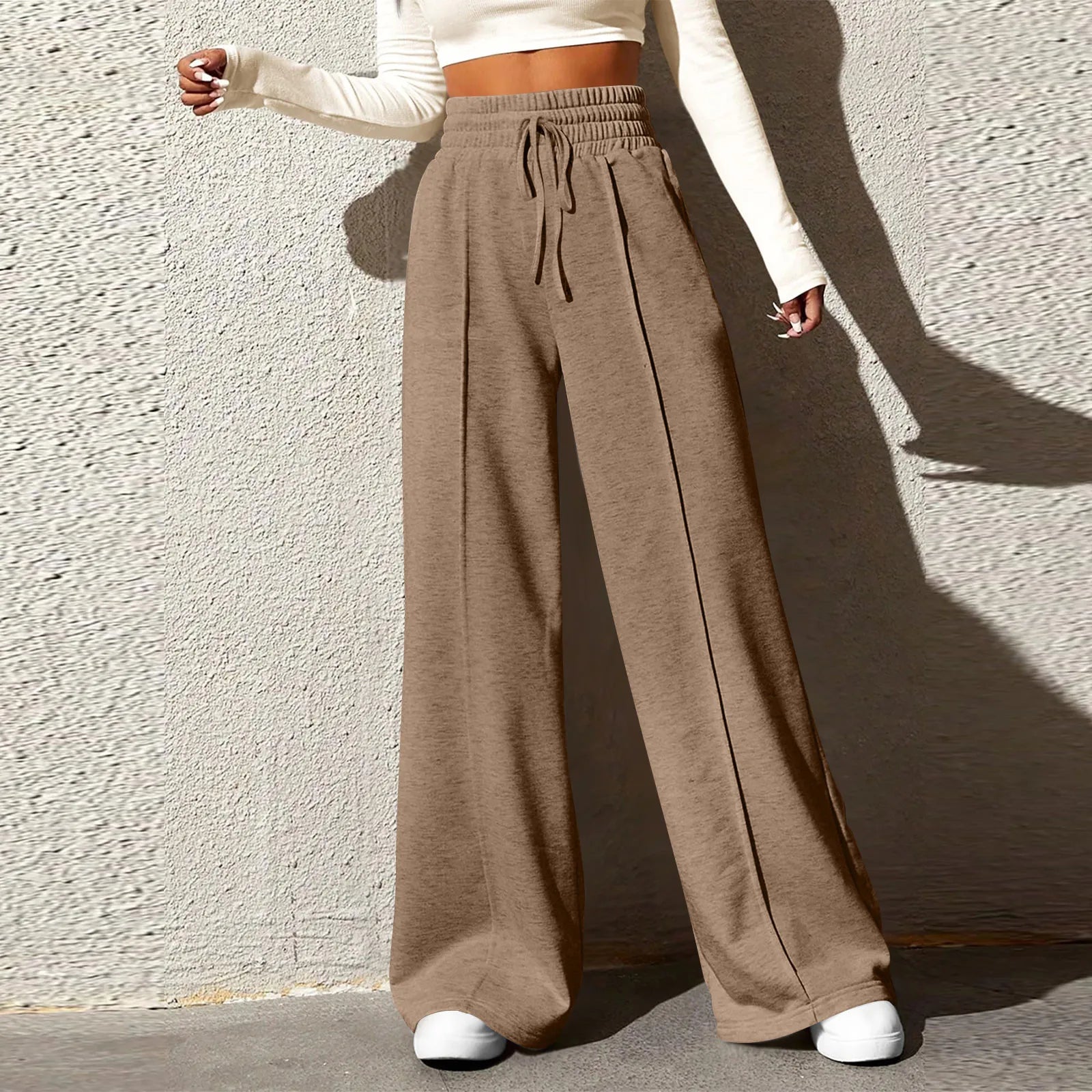 Wide Leg Pants For Women’S Fleece Lined Sweatpants Straight Pants Bottom All-Math Plain Fitness Joggers Pants Travel Basic