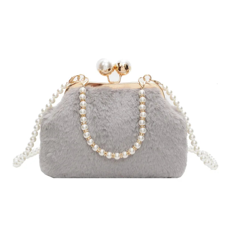 High-end Beaded Fashion Women's Bag Autumn Personality Trendy Evening Bag Plush Handbag Shoulder Crossbody Bag