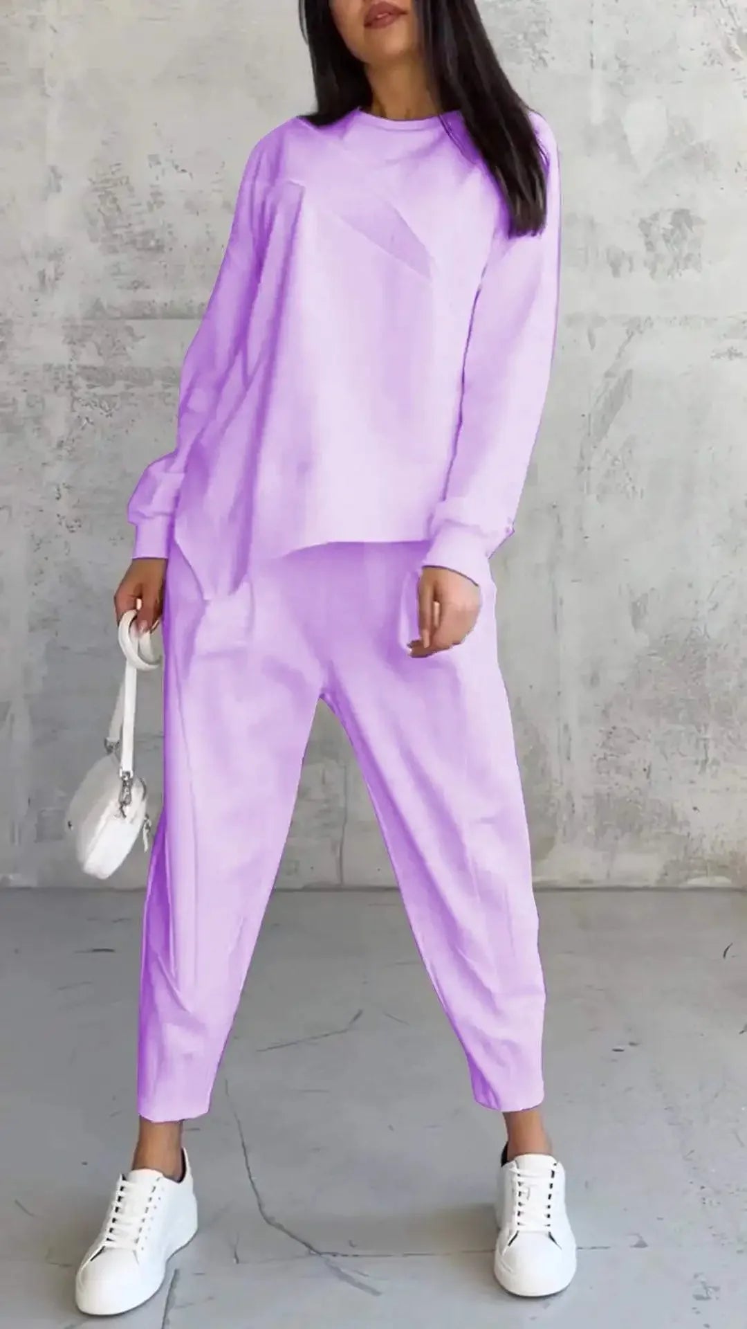 Women Casual 2 Piece Sets Solid Irregular Sweatwear Tops Jogger Pants Suit Women Sport Two Piece Outfit