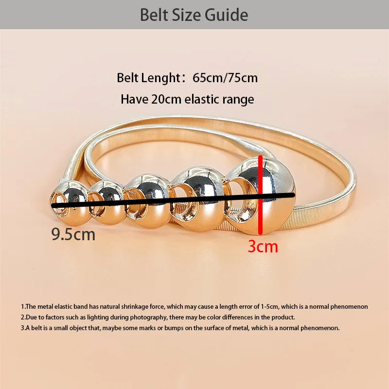 Hot New Women's Metal Spring Waist Chain Luxury Fashion Dress Dot Buckle Elastic Chain Belt Small Elegant Metal Belt For Women