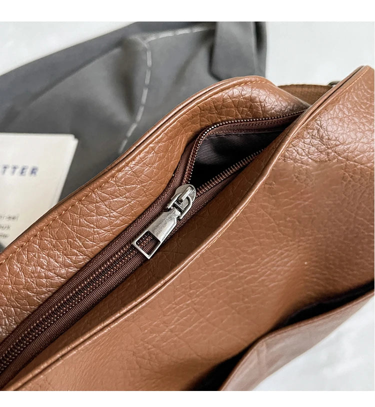 Versatile Student PU Backpack Women New Large Capacity Commute Travel Shoulder Crossbody Bags Fashion All-matched Tote Bag