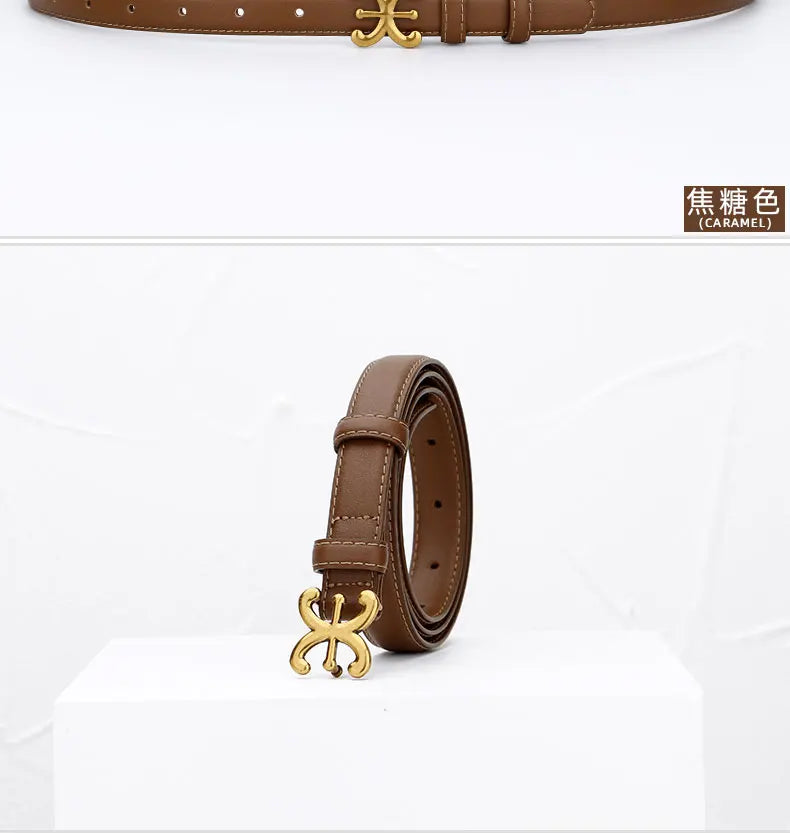 Women's luxury belts fashionable and trendy 1.8CM leather belts body metal buckle head suitable for dress trousers casual wear