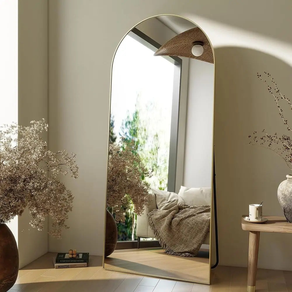 64x21 Arched Full-Length Mirror, Gold Finish