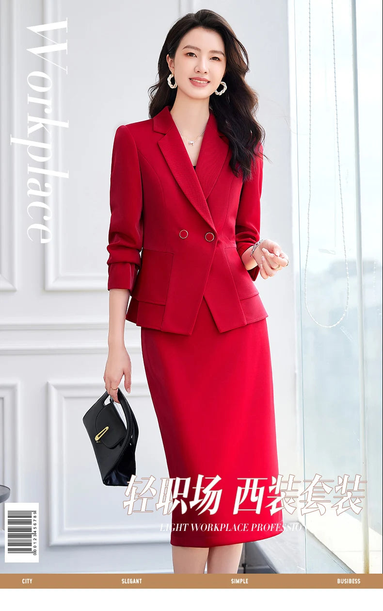 NAVIU High Quality Slim Fashion Career Work Wear Suits With Jacket And Skirt Elegant Professional Business Work Blazer Outfits