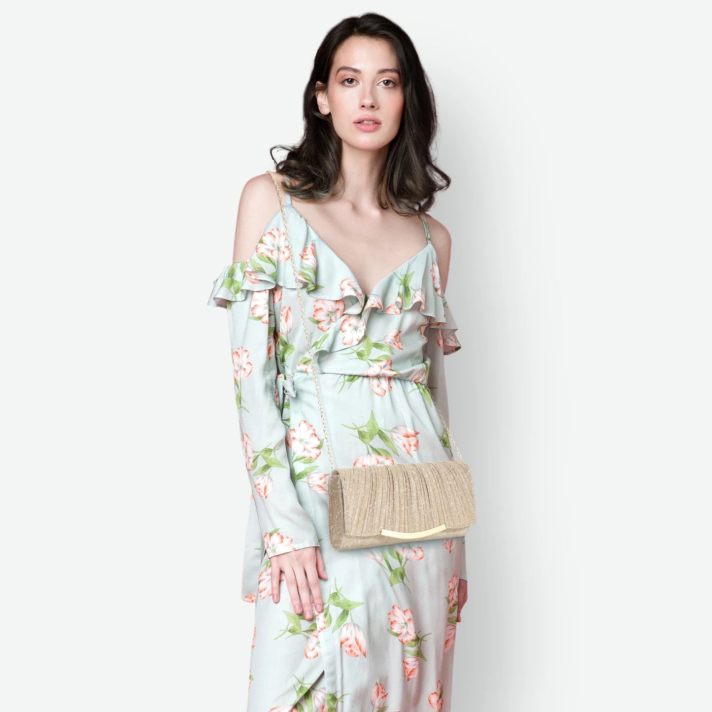 Evening Clutch Bags Fashion Women Elegant Silver Gold Shiny Handbag Wedding Party Long Purses Banquet Clutch Purses Shoulder Bag