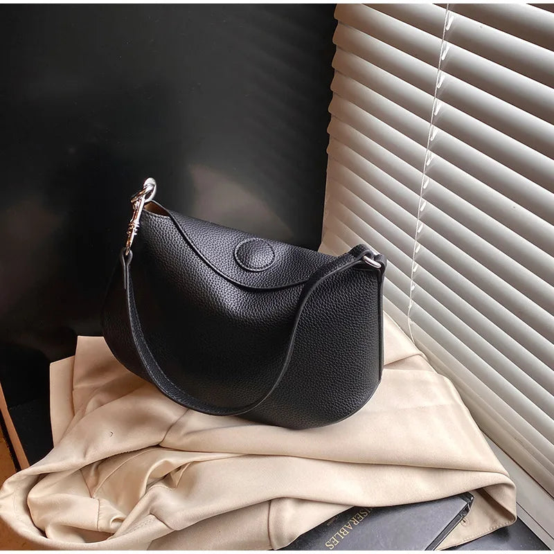 Pea Pod Crossbody Shoulder Bag,Women's Lychee Pebbled Pattern Women Dumpling Sling Bag,Chic Simple Minimalist Commuter Purse