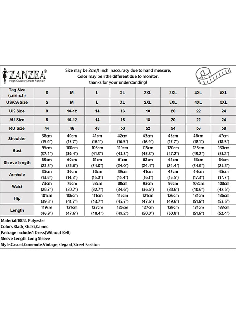 ZANZEA Women Lapel Long Sleeve Vestidos 2025 Spring Solid Work Dresses Casual Waisted No Belted Robe Office Lady Midi Spilt Robe