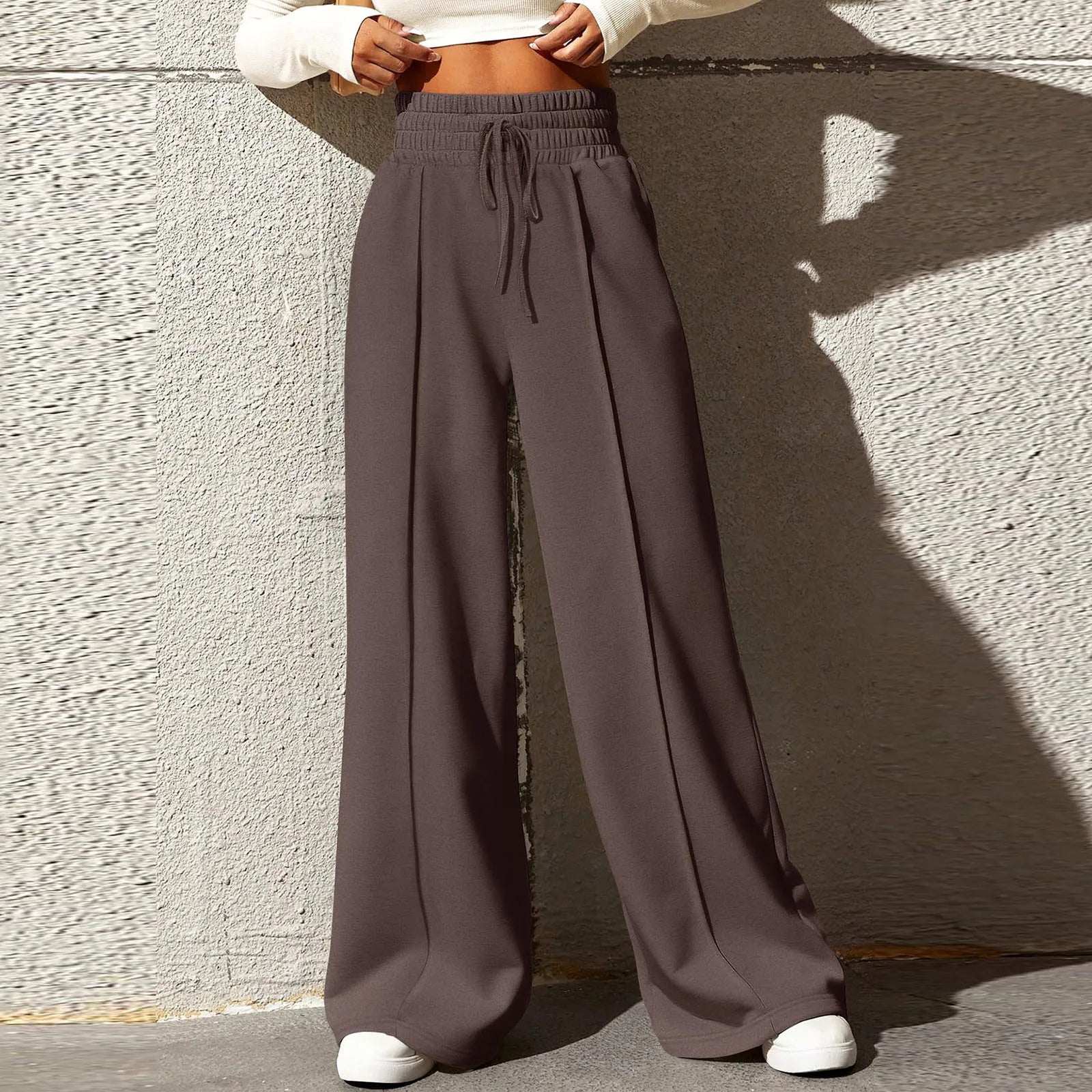 Wide Leg Pants For Women’S Fleece Lined Sweatpants Straight Pants Bottom All-Math Plain Fitness Joggers Pants Travel Basic