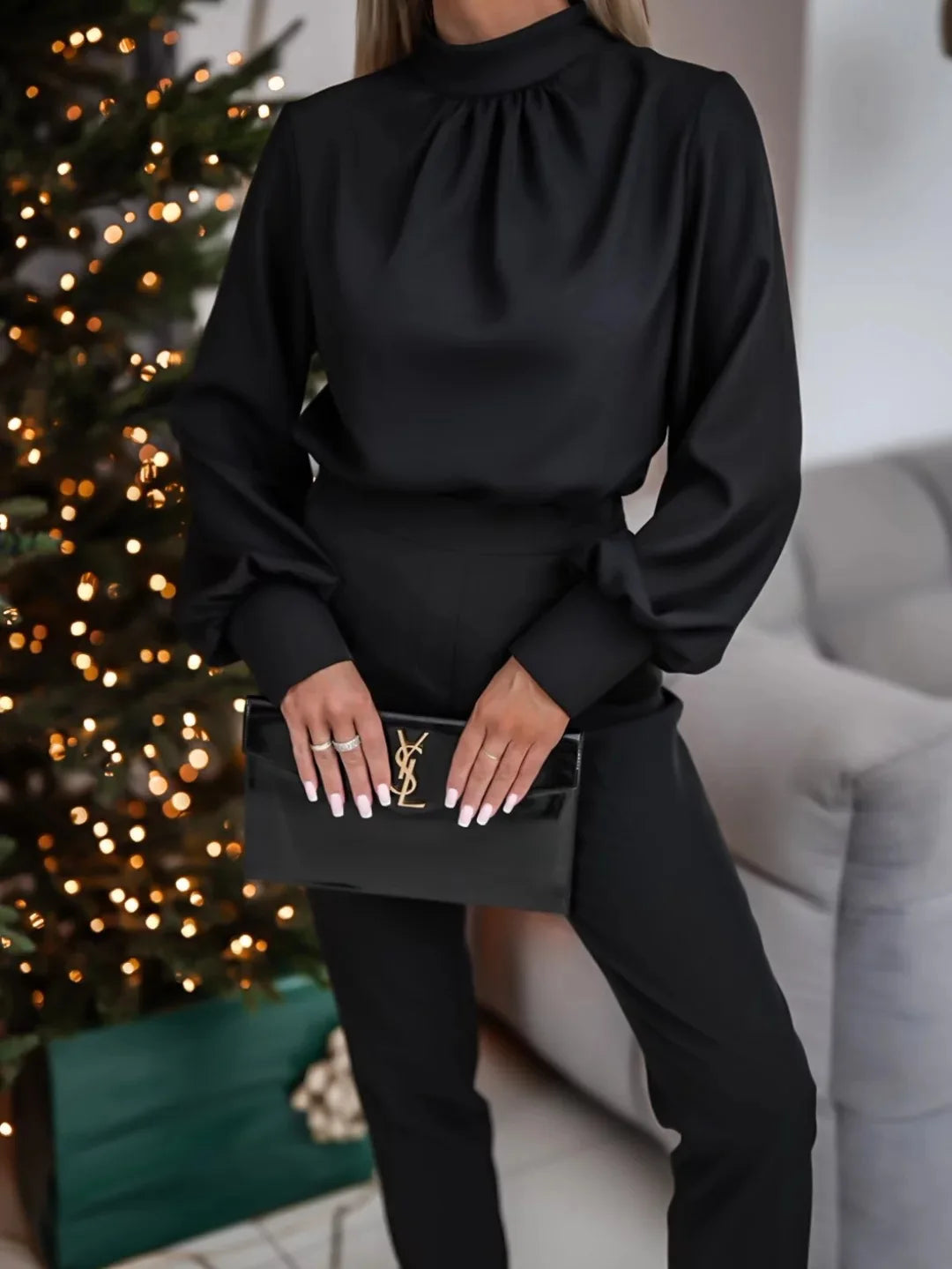 Womens Blouses Fashion 2024 Smocked Long Sleeve O-Neck Casual Chiffon Shirts Tops Casual Loose Blouses T Shirts