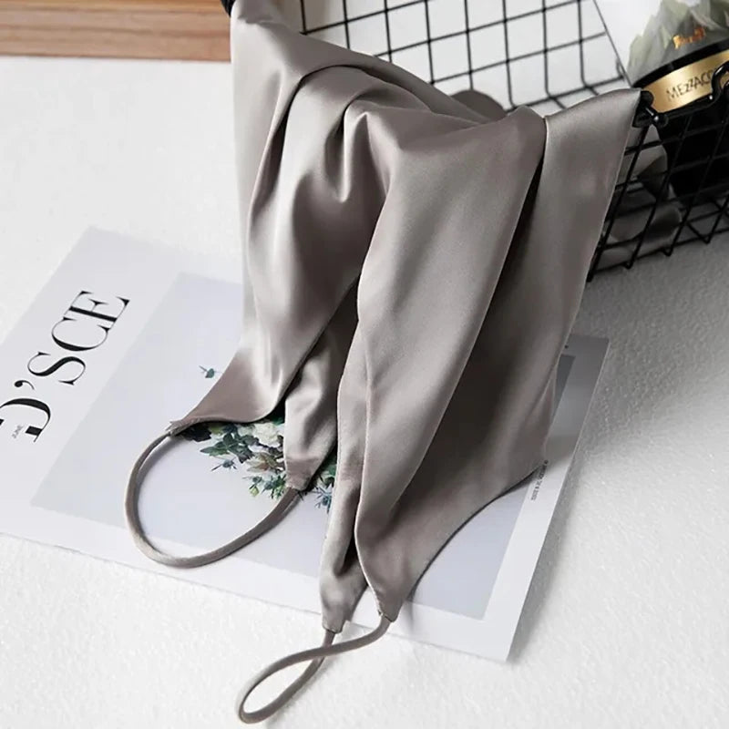 Spaghetti Strap Top Women Halter V Neck Basic White Cami Sleeveless Satin Silk Tank Tops Women Summer 2025 Camisole
