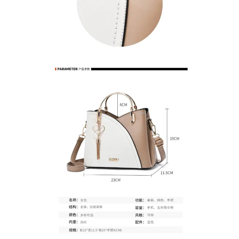 Fashionable handbag Korean color-blocking large capacity women's bag fashionable one-shoulder crossbody bag bucket bag