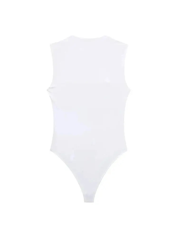 Skinny Bodysuits for Women, Sexy Fashion, Square Neck, Sleeveless, Snap-Button, Female Playsuits, Mujer