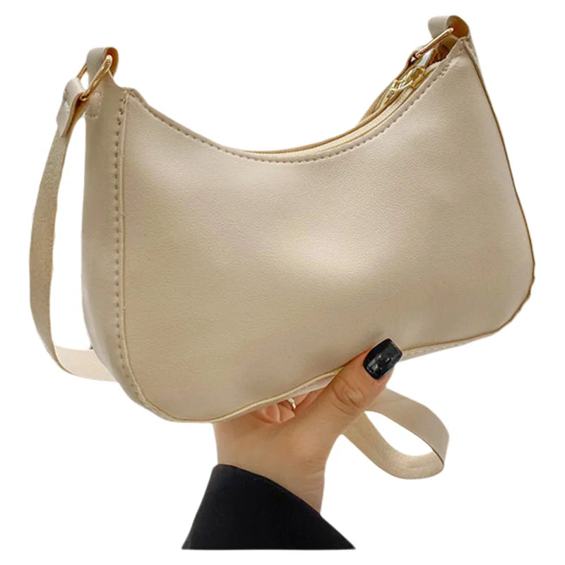 Women's Handbags Retro Solid Color PU Leather Shoulder Underarm Bag Fashion Casual Hobos Purses and Handbag Ladies Hand Bags
