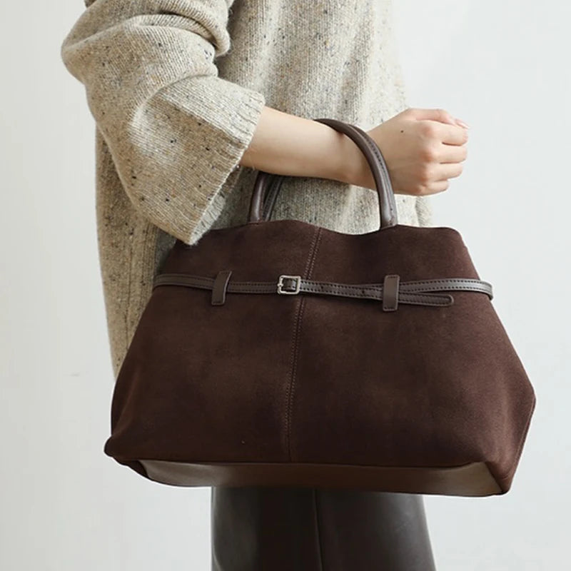 Genuine Leather Le Cambon 35 Tote Bags For Women Luxury Designer Handbag And Purses 2024 New In Cowhide Belt Top Handle Shoulder