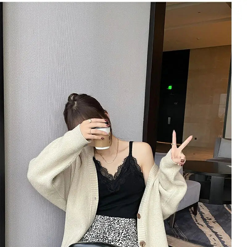 Lace Tank Top Women Cropped Cute Camis Sexy White Tank Tops Female Korean Sleeveless Black Vest Summer 2025 Coquette Y2k Clothes