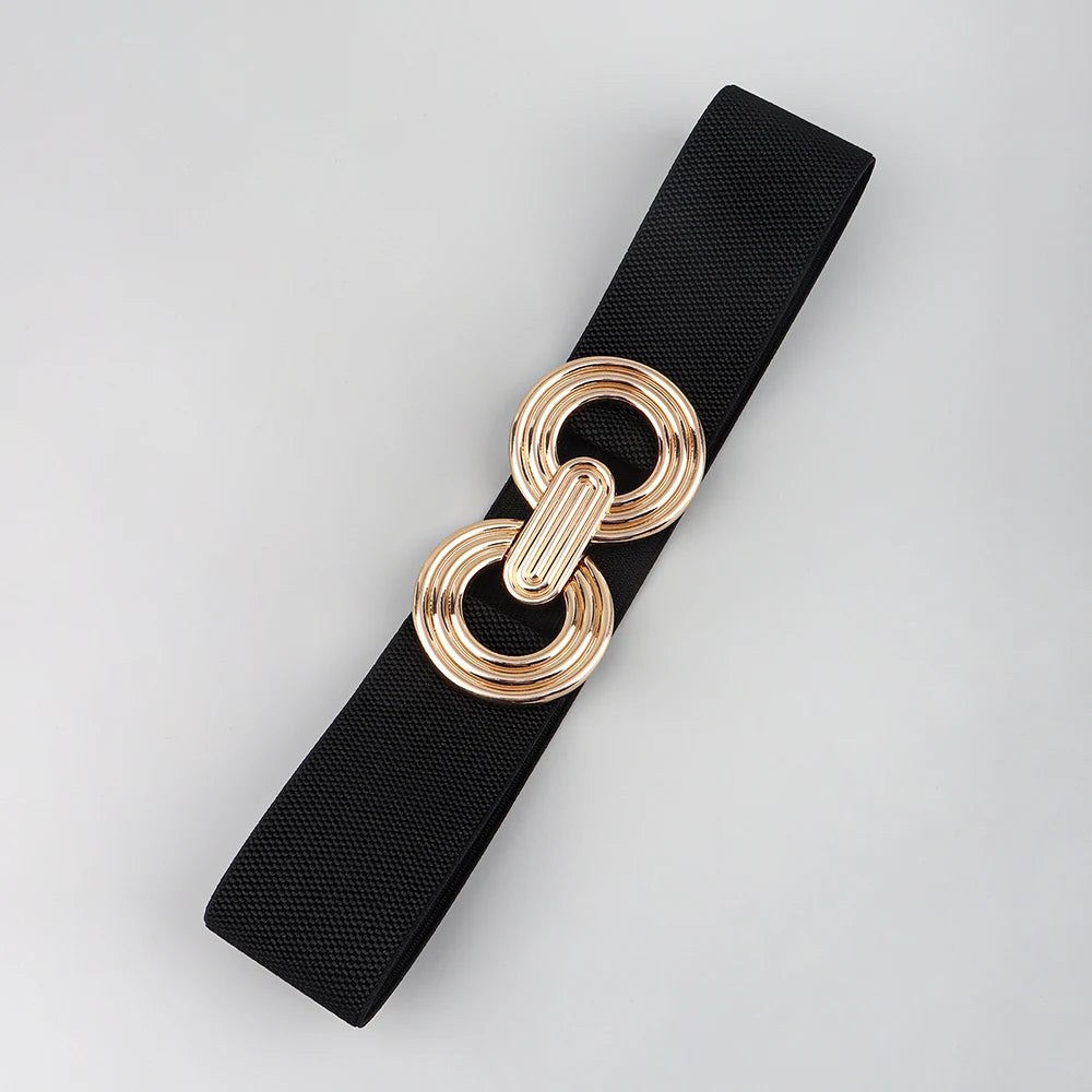 Fashion Dress Belts for Women Simple Waist Elastic Ladies Band Round Buckle Decoration Coat Sweater Party Belt Girdle Belt Gift