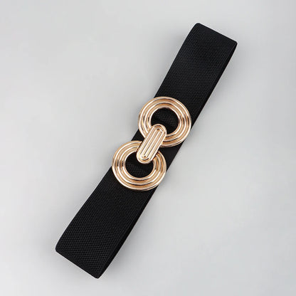 Fashion Dress Belts for Women Simple Waist Elastic Ladies Band Round Buckle Decoration Coat Sweater Party Belt Girdle Belt Gift