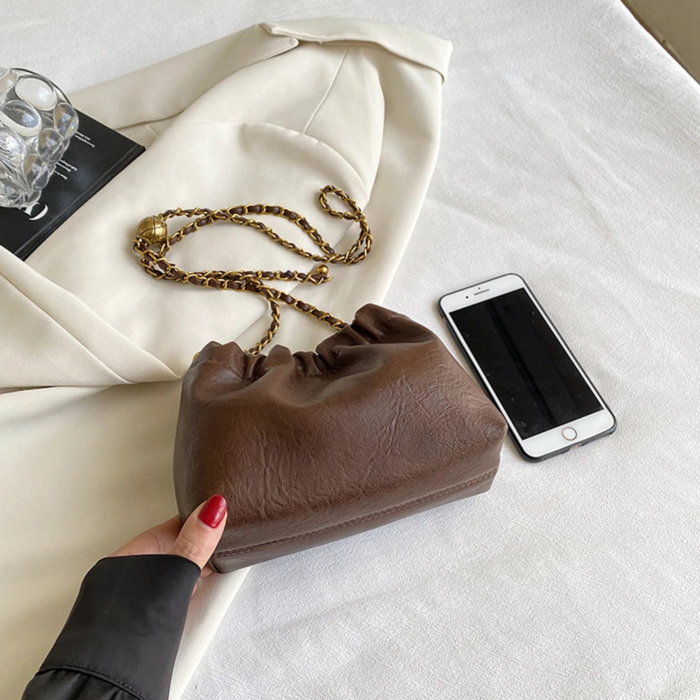 Women Chain Shoulder Bag PU Leather Crossbody Tote Bag Casual Messenger Bag Satchel Sling Bag Girl Stylish Purse