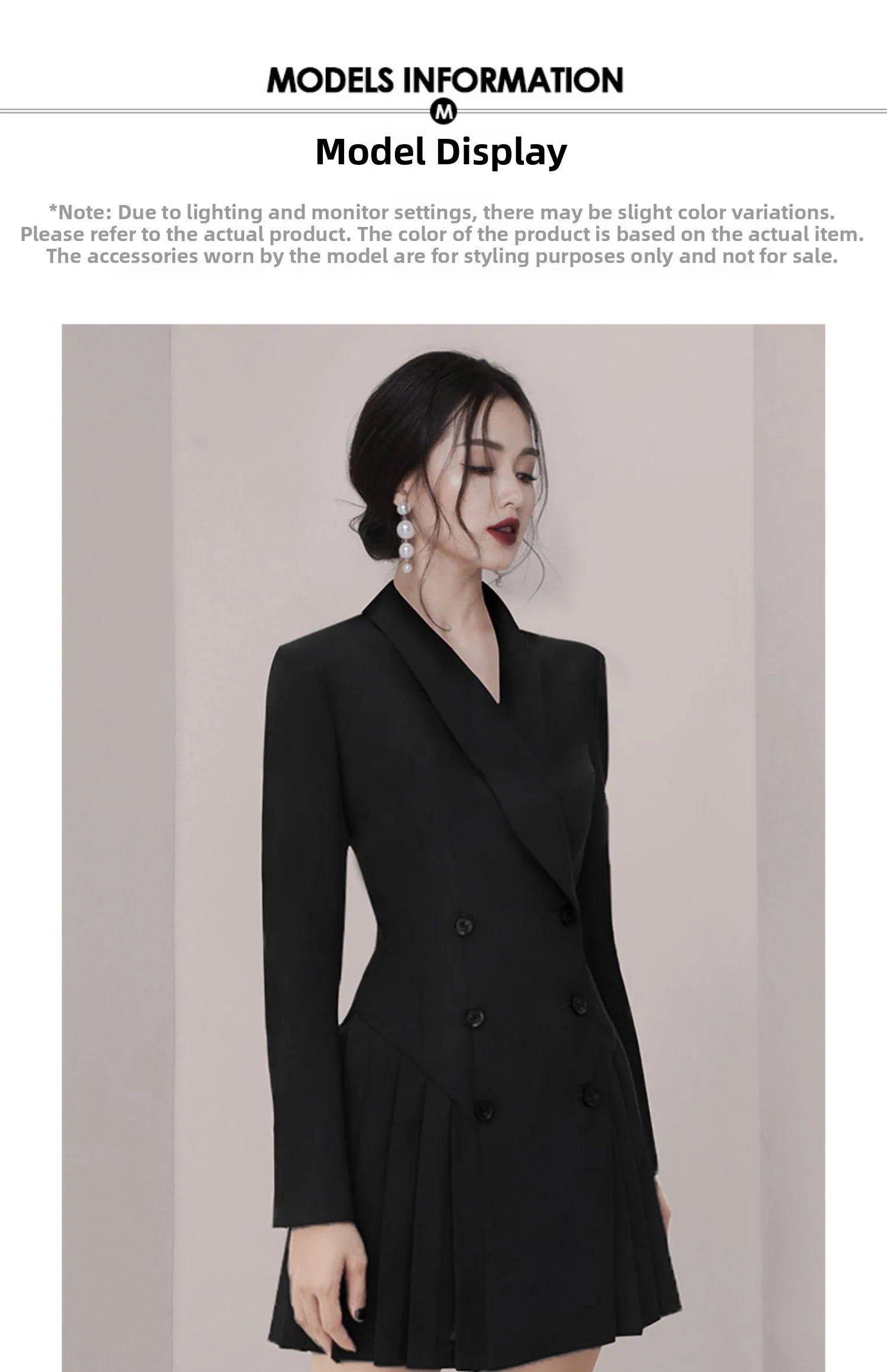 Trendy Early Autumn Bla Suit Dr V-Ne Long Sve Pleated Slimming OL Dr Faionable Women's  Dr for Young Ad...