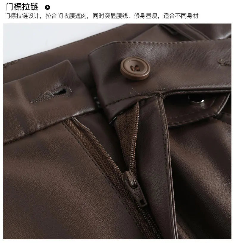 PU Leather Skirt Women's Autumn 2025 New High Waist Hip Skirt Medium and Long Straight Split One-step Skirt