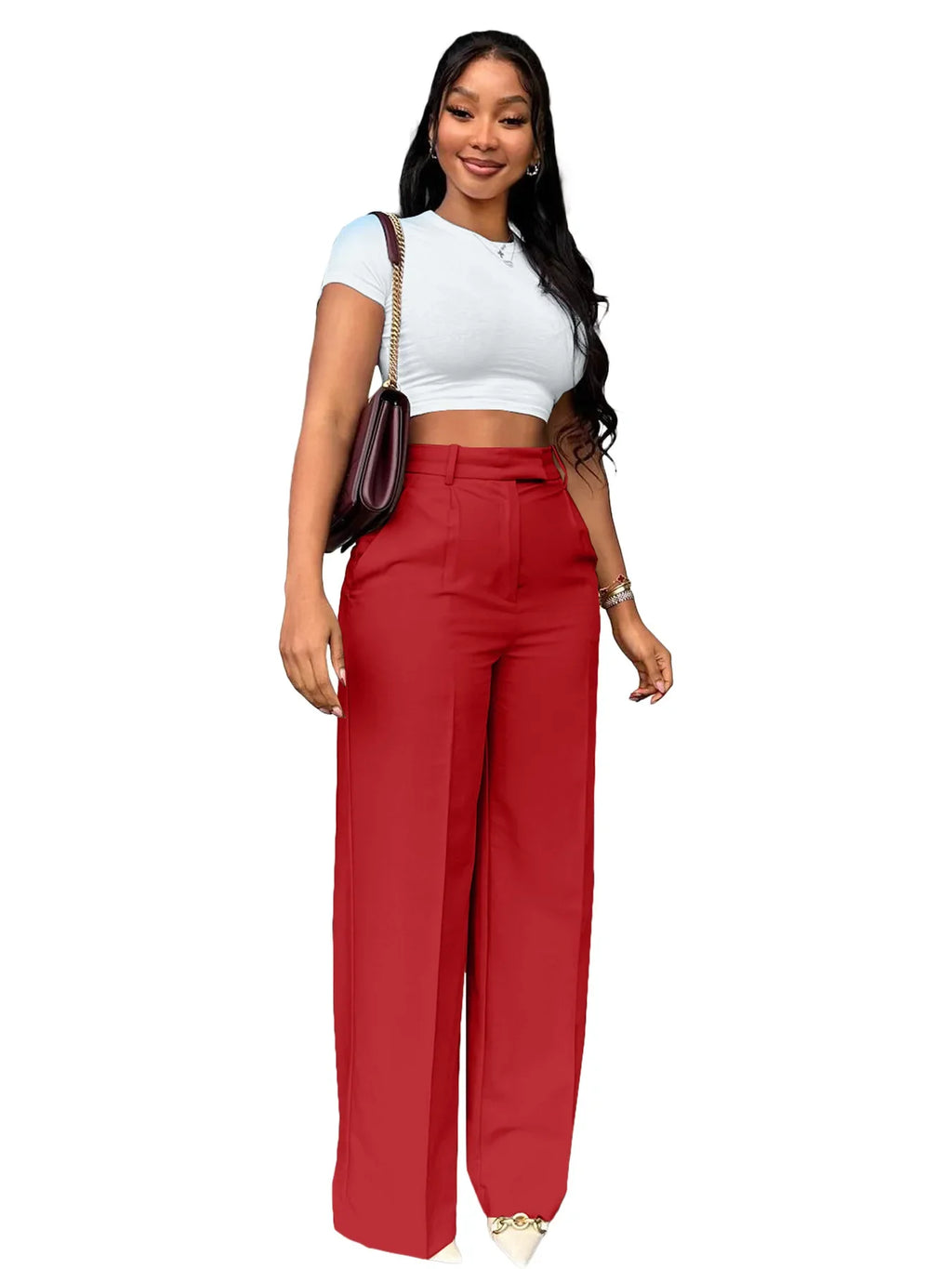 2025 New Women's Pants High Waist Straight Wide Leg Casual Pants