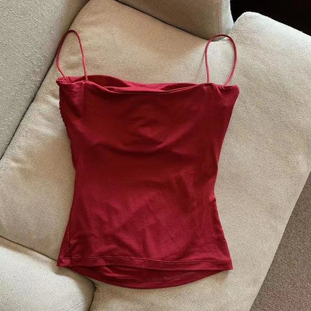 Women Tank Tops Spaghetti Strap Camisole Solid Color Push Up Padded Tank Top with Cups Girls Sports Vest Tops Summer Camis