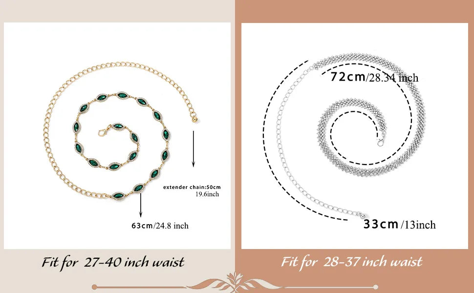 Rhinestone Waist Chain Belt Crystal Belly Chain for Women and Girls