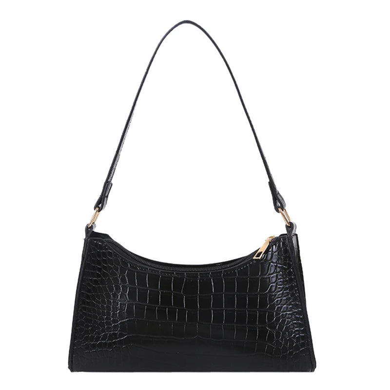 Retro Crocodile Pattern Shoulder Bag For Women PU Leather Armpit Bag France Clutch Bag Casual Female Clutch Handbags Purse Tote