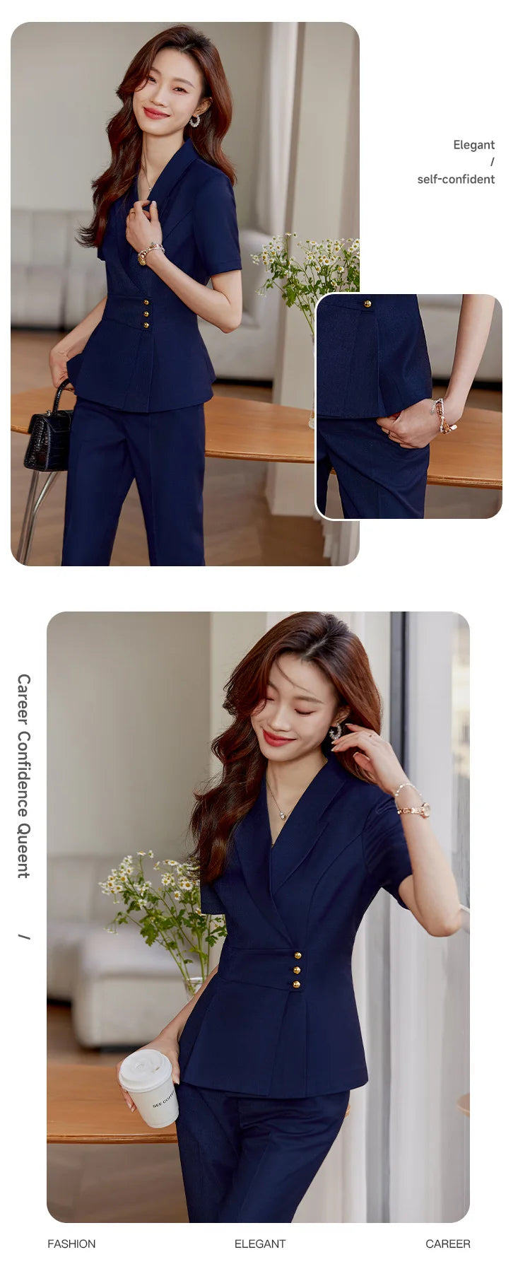 High End Office Ladies Formal Skirts Suits Women Summer 2024 New Korean Fashion Solid Long Sleeve Blazer Trousers 2 Piece Set