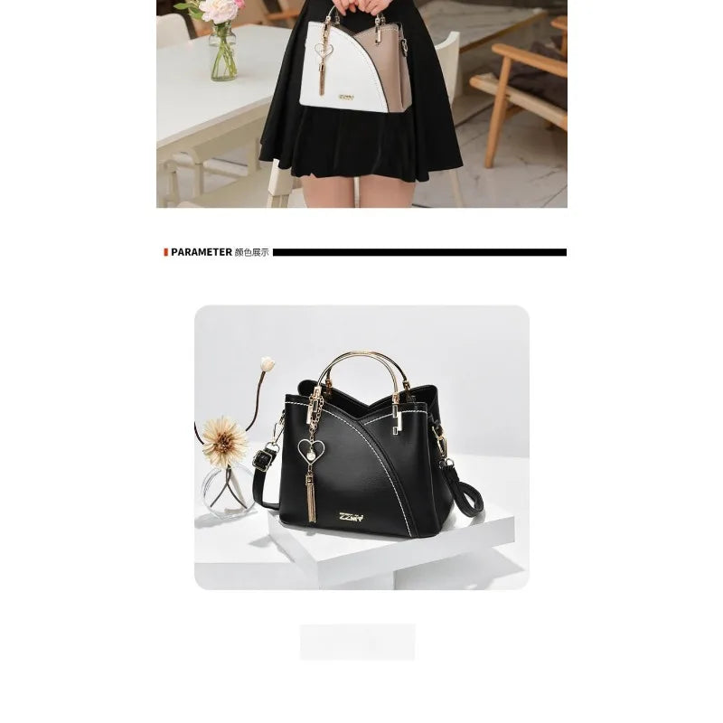 Fashionable handbag Korean color-blocking large capacity women's bag fashionable one-shoulder crossbody bag bucket bag
