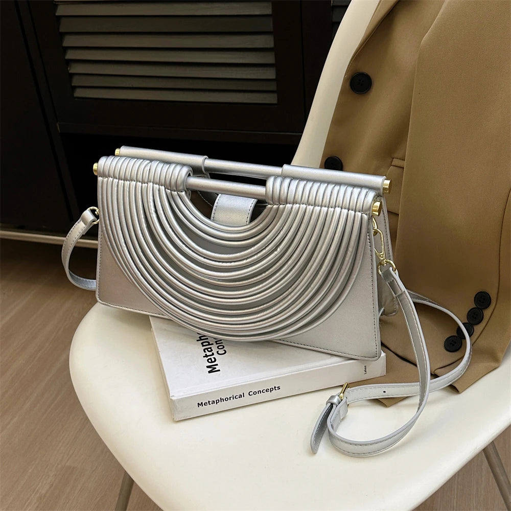 Branded Luxury Evening Clutch Purse For Women Noodles Design Golden Crossbody Bag For Wedding Dinner Party Designer Handbag 2025