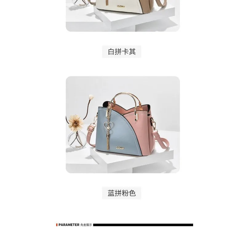 Fashionable handbag Korean color-blocking large capacity women's bag fashionable one-shoulder crossbody bag bucket bag
