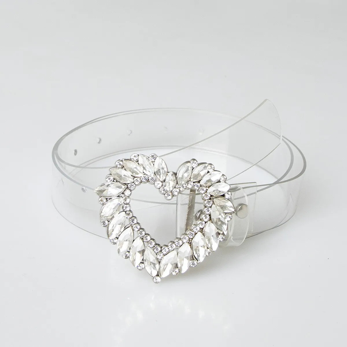 New Fashion Heavy-duty Sparkling Heart-Shaped Glass Buckle Waist Belt for Women Cross-Border Best-Selling Item