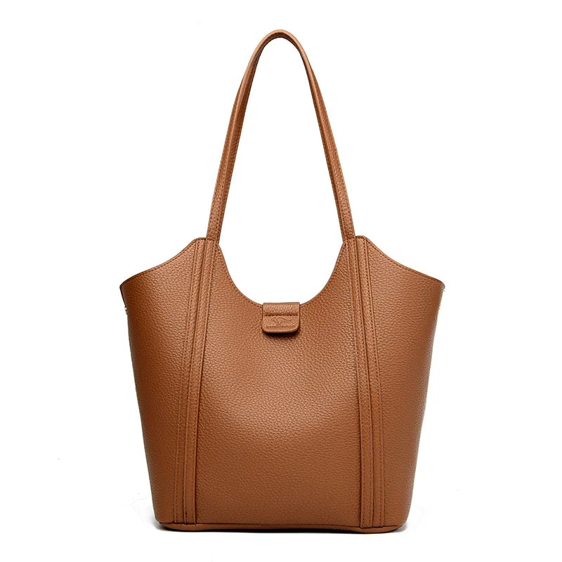 Elegant Women's Handbag Quality Leather Top-Handle Bag Ladies Solid Color Shoulder Crossbody Bag Casual Tote Purse Messenger Sac
