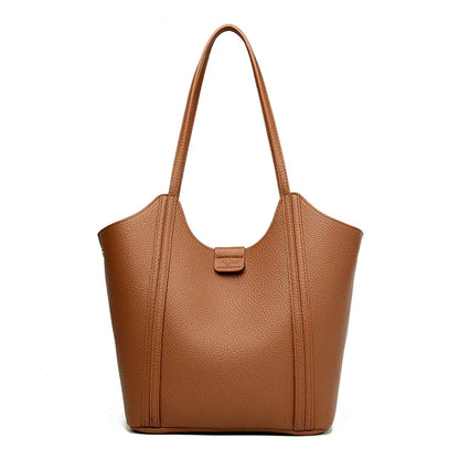 Elegant Women's Handbag Quality Leather Top-Handle Bag Ladies Solid Color Shoulder Crossbody Bag Casual Tote Purse Messenger Sac