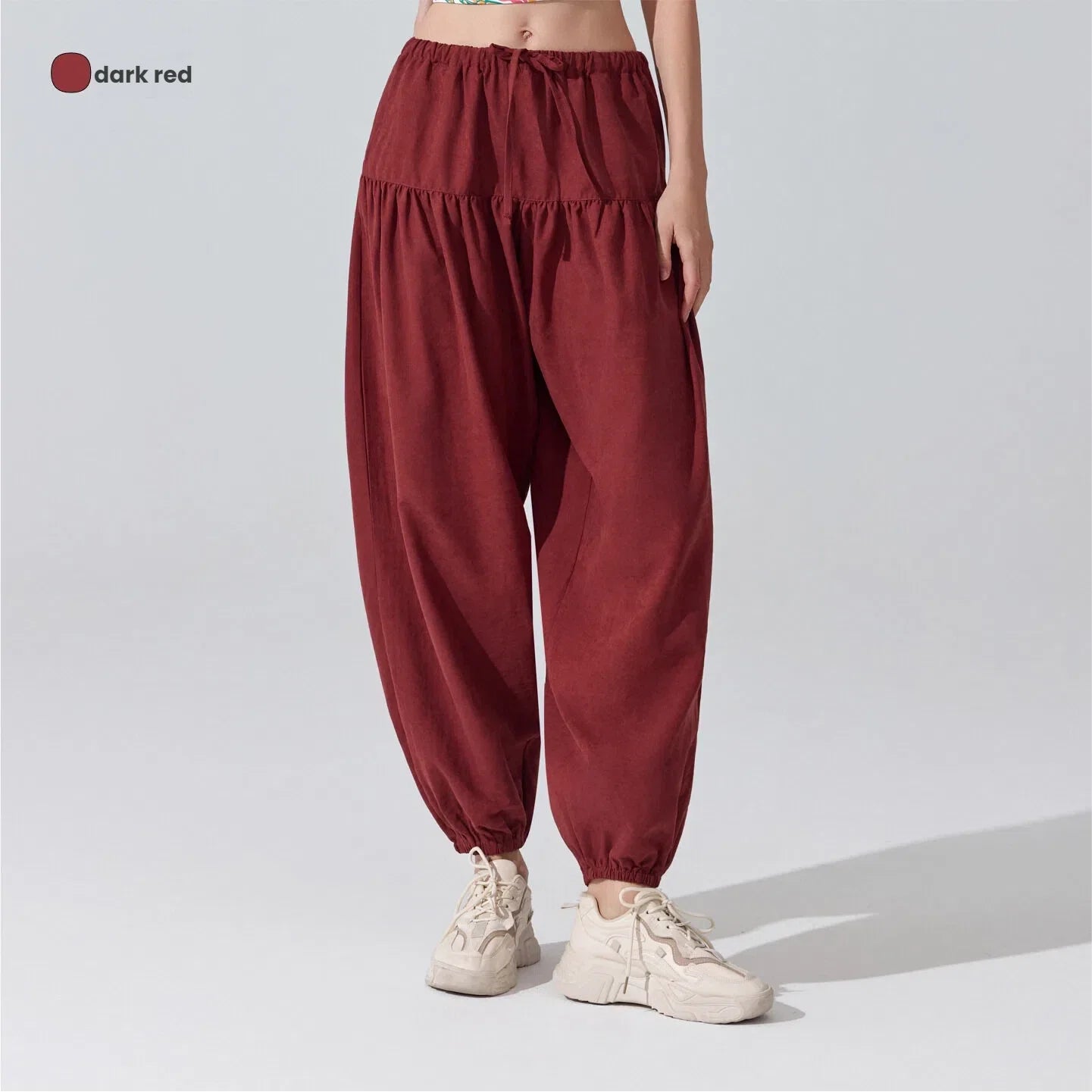 Women's Jogger Pants Haram Pants Cotton Blend High Waist Elastic Drawstring Wide Leg Lounge Trousers for Yoga Gym Fitness