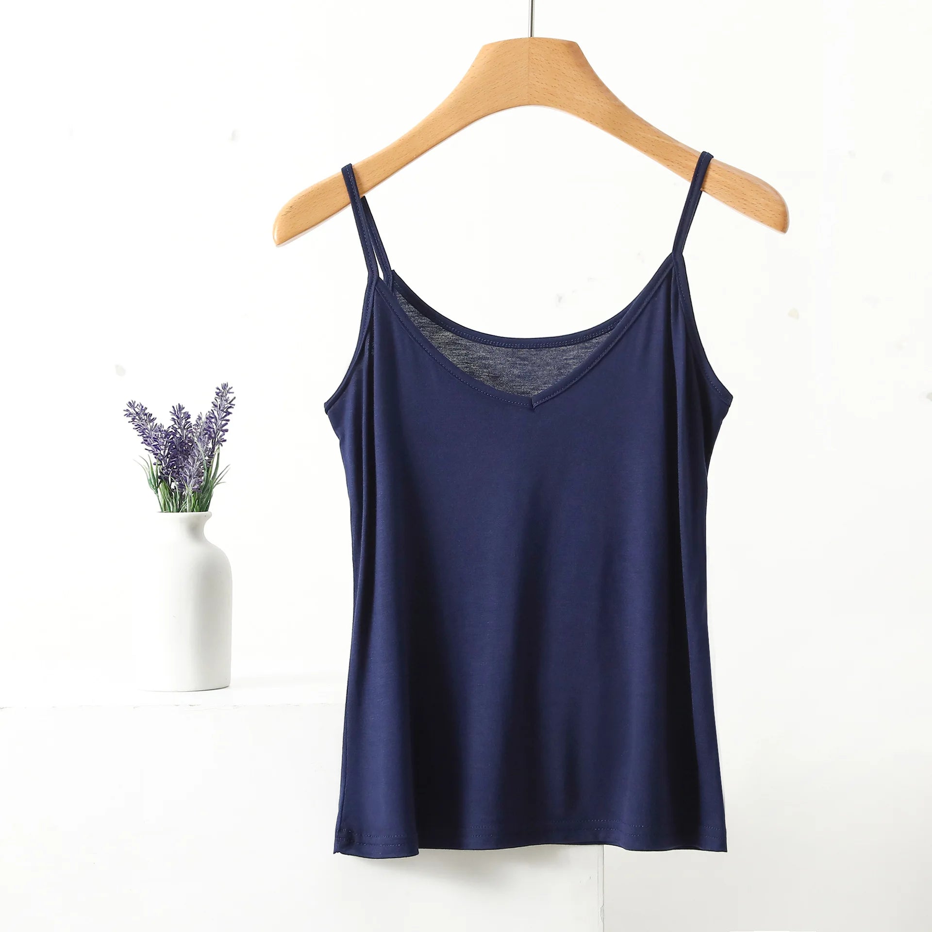 Spaghetti Strap Top Women Halter V-Neck Basic Cami Sleevless tank tops Women's Summer Camisole Solid color