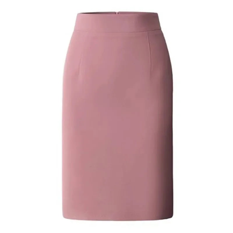 Elegant High Waisted Office Lady Pencil Skirt Korean Fashion Slim Fit Package Hip Midi Skirts Women Solid Color All-match Skirts