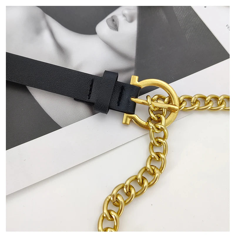 Designer Belts For Women High Quality Luxury Golden Chain Belt Ladies Dress Waistband Flower Adjustable Punk Corset