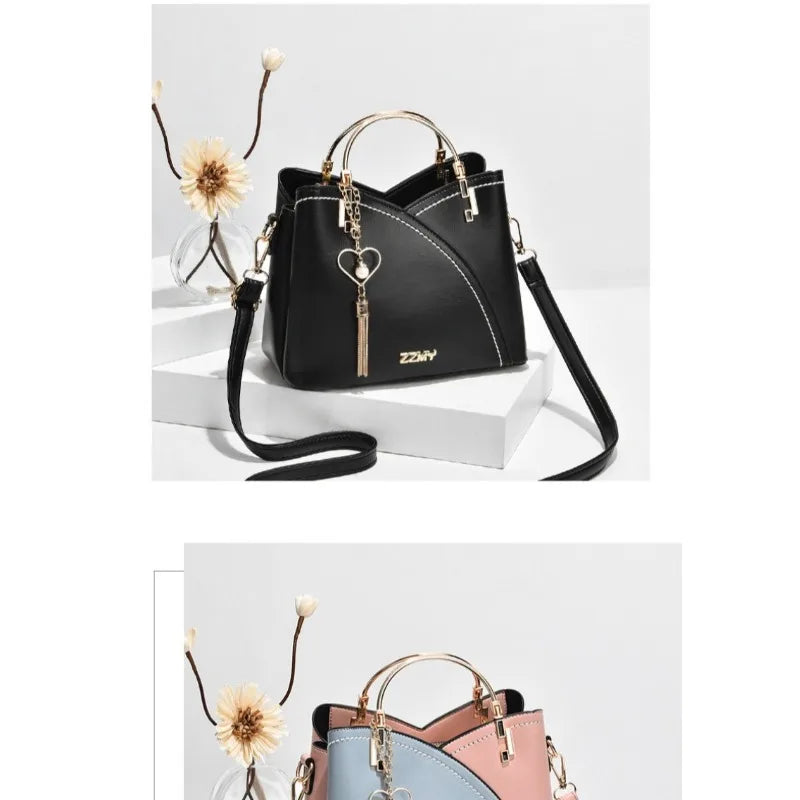 Fashionable handbag Korean color-blocking large capacity women's bag fashionable one-shoulder crossbody bag bucket bag